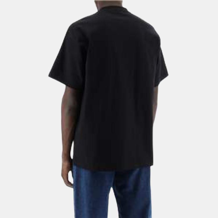 Carhartt WIP Однотонная футболка с принтованным логотипом, круглым вырезом, коротким рукавом, мужские топы, Черный I033271-0D2-XX