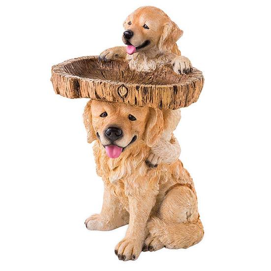 Resin Birdbath Wild Bird Feeder Cute Dog Hedgehog Garden Ornament Outside Sculpture Bases Decor for Nature Lover Yard Garden