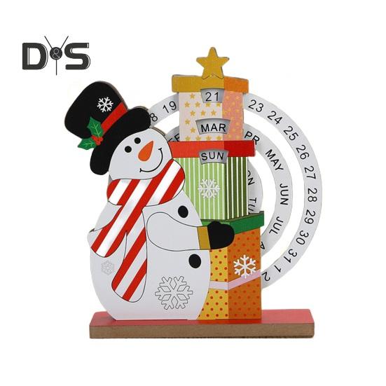 Рождественский вечный календарь, деревянный диск, вечный календарь, ручной вращающийся деревянный блок, настольный календарь для домашнего офиса
