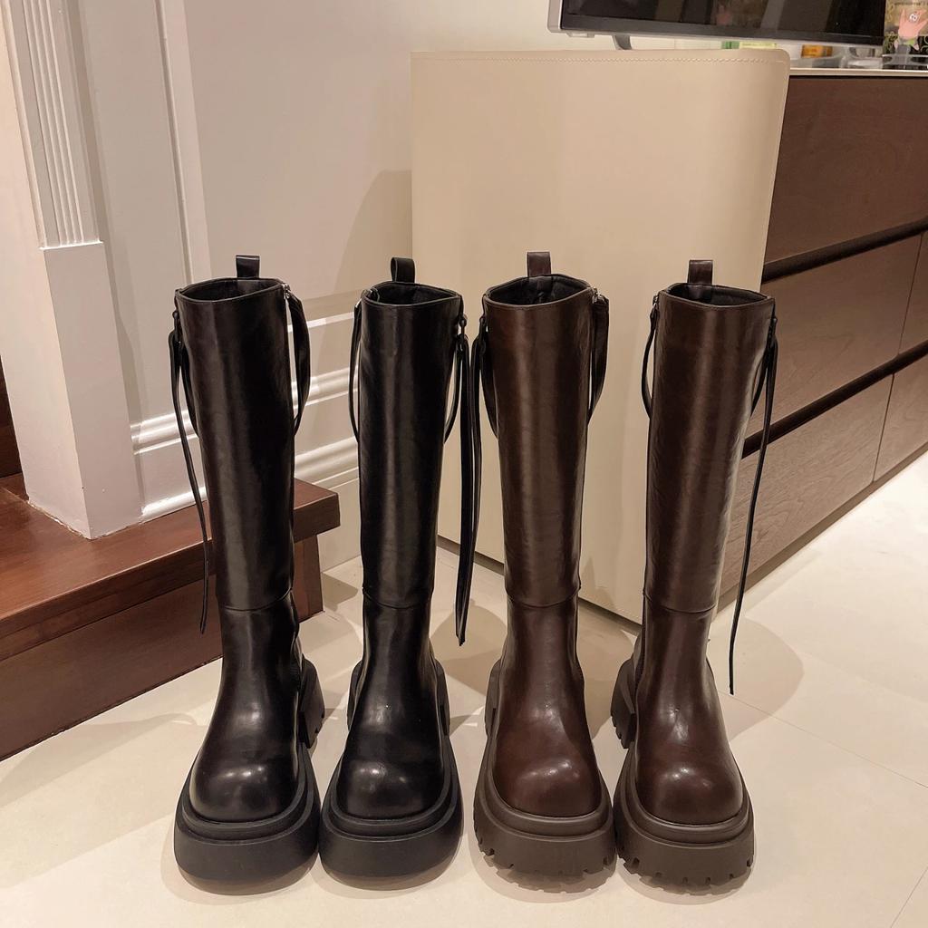 Модные 7 см Новые Уличный Стиль Женские Короткие Плюшевые Панк Платформа Современные Сапоги Модные Ботфорты До Колена 2025 Осень Зима Женская Обувь