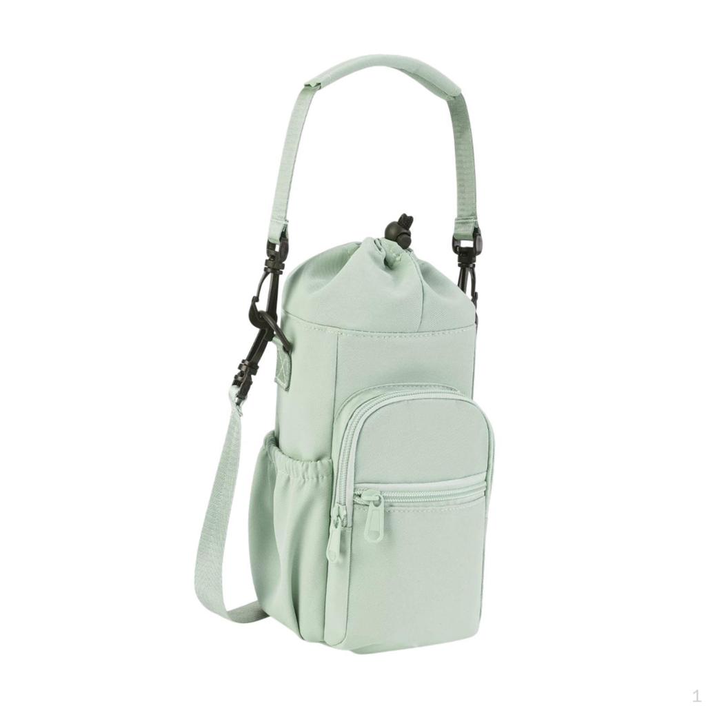 Сумка-переноска для бутылок с водой, регулируемый плечевой ремень для мужчин и женщин с карманом на молнии