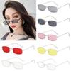 Men Women Clear Lens Eyewear Metal Sun Glasses Vintage Rectangle Sunglasses Brand Shades Small Oval Women'S Sunglasses