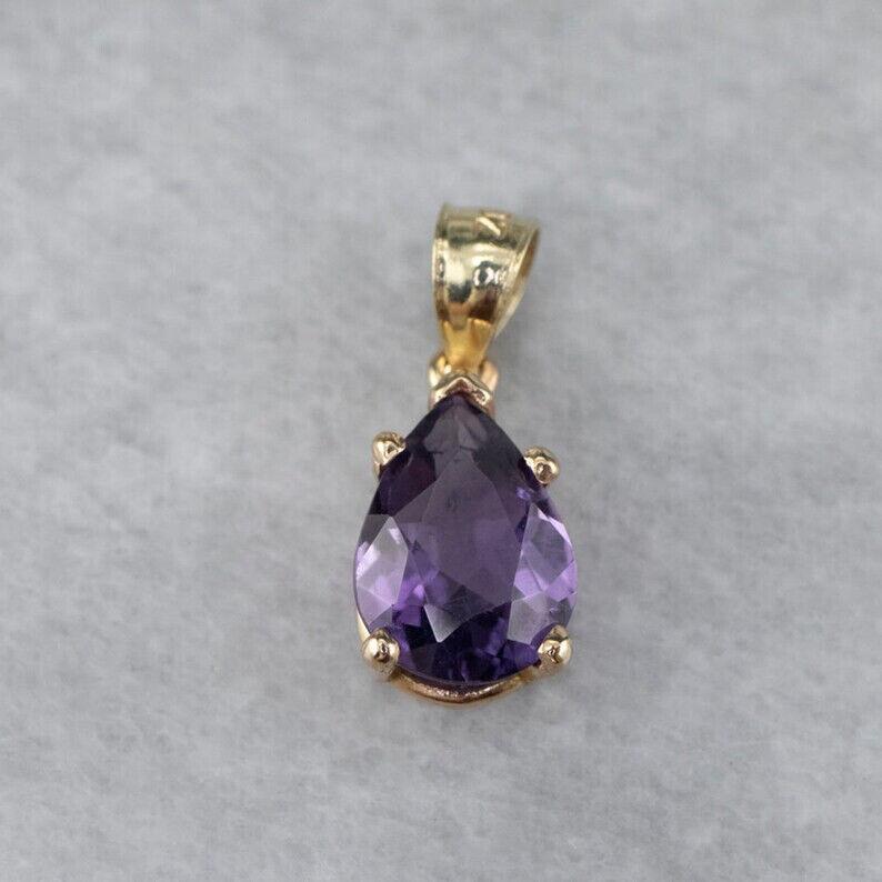 Подвеска из стерлингового серебра 925 пробы с аметистом, подвеска с аметистом в форме капли,
