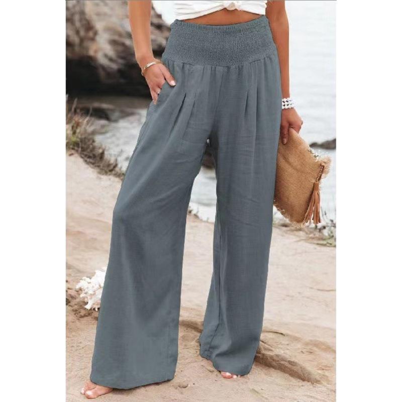 Women's Fashion Loose Casual Solid High Waist Wide Leg Pants Casual Pants