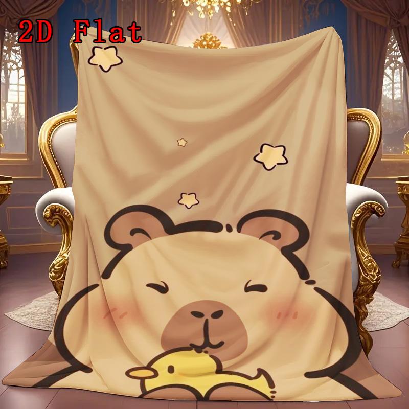 Capybara 2D Flat Pattern Flannel Blanket High quality All Seasons Warmth and Comfort Perfect for Christmas Gifts.MMT0918357