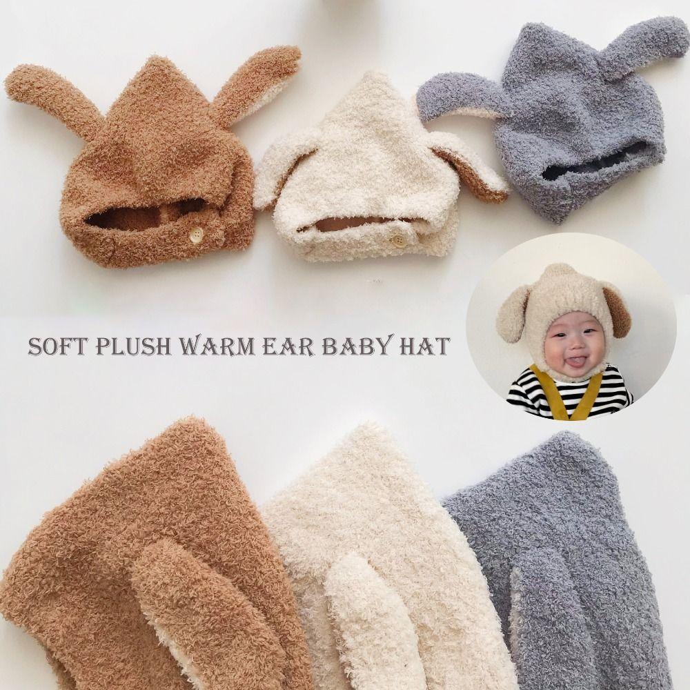 Plush Rabbit Ears Cap Ear Protection Furry Bonnets Cute Earflap Hat  Autumn Winter