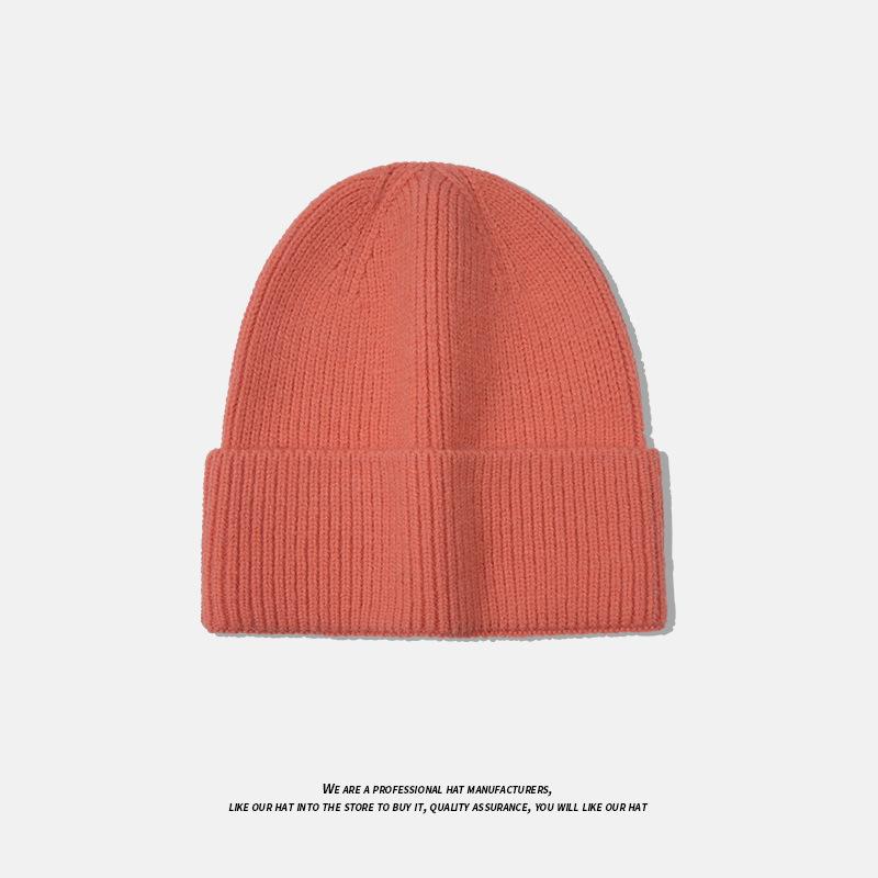 Solid Color Thickened Knitted Hat for Men In Autumn and Winter Warm Baotou Cold Hat Couple Versatile Casual Large Head Circumference Woolen Hat