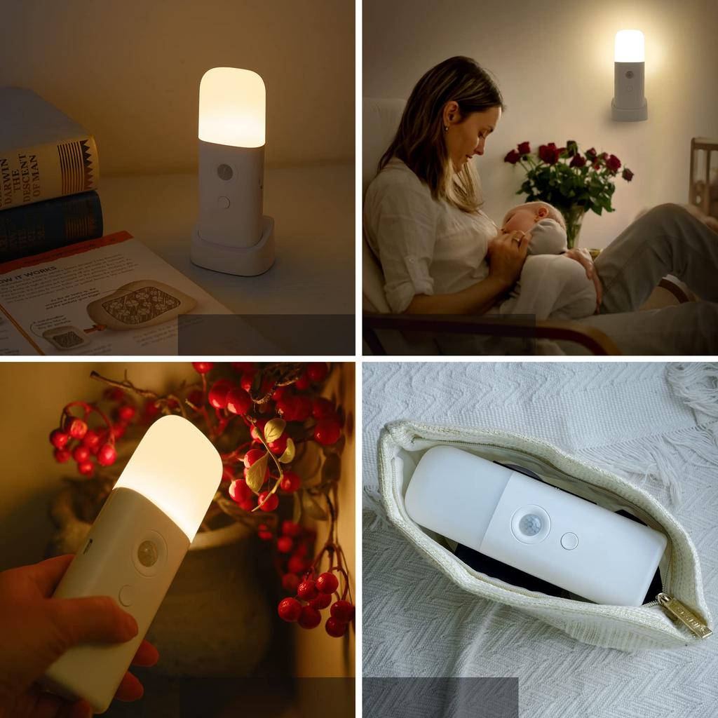 YELKO Motion Sensor Night Light, 2000mAh Rechargeable Portable Dimmable Night Light with 5 Brightness Levels for Kids and Adults