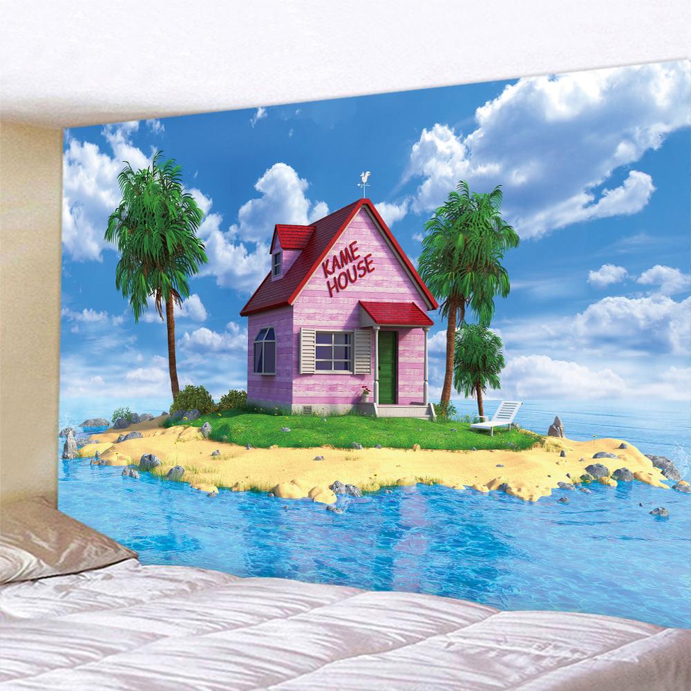 Окно дома арт-деко гобелен психоделическая сцена хиппи богемные украшения листы коврик для йоги украшение стены спальни