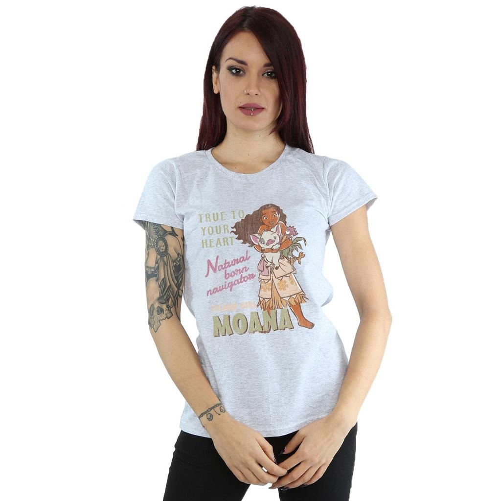 Disney Womens/Ladies Moana Natural Born Navigator Cotton T-Shirt