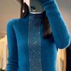 Women's Half Turtleneck Sweater,, 30% Cashmere 70% Wool, Diamond-studded Winter Knitted Pullover Autumn Sweater Cashmere Sweater