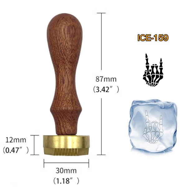 Ice Stamp With Removable Brass Head & Wood Handle - Vintage 1.18" Branding for Cubes, Cocktails, Whiskey, Mojito Drinks - Bar Making DIY Crafting
