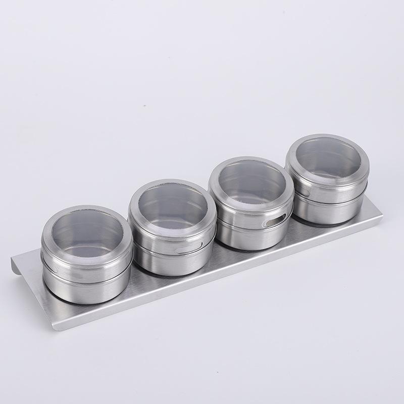 New Magnetic Wall-mounted Seasoning Box Stainless Steel Kitchen Good Seasoning Box Barbecue Sprinkler Octagonal Storage Box