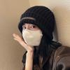 Thick Needle Cloth Label Ear Protection Pile Cap Thickened Rolled Edge Knitted Cap Women's Trendy Cool Hat