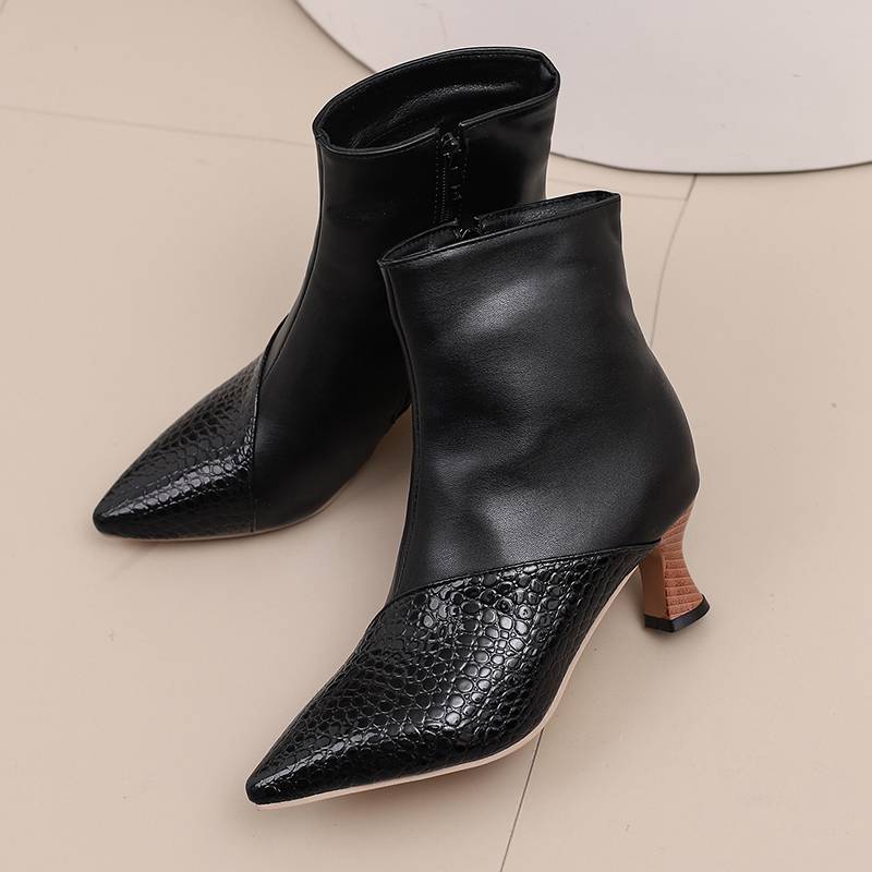 Krazing Pot Полиуретановые осенне-зимние туфли 47 размера 48 размера 49 размера 50 Сексуальные ботинки с квадратным носком, разноцветные, сохраняющие тепло ботильоны