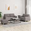 3 Piece Sofa Set with Cushions Taupe Fabric