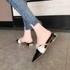 2025 Summer New Pointed Head Bag Head Low Heel Slippers Women's Thick Heel Fashion Casual Cool Slippers Outer Wear