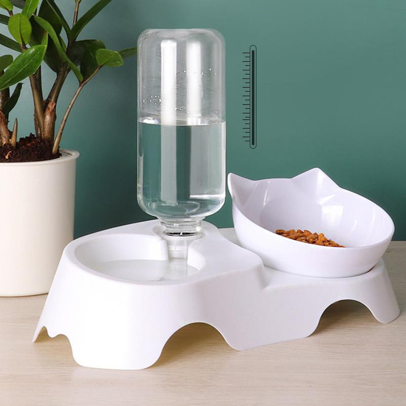 Миска для еды для кошек, автоматическая кормушка для домашних животных, диспенсер для воды, контейнер для еды для собак и кошек, поилка, противоскользящая двойная миска