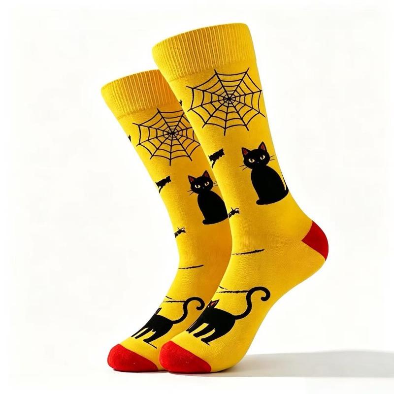 Halloween Mid Tube Fashion Socks Cartoon Pumpkin Ghost Jacquard Socks Halloween Holiday Gift Socks Large Size