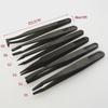 Anti-Static Carbon Fiber Tweezer Set: Black Plastic, Pointed, Flat, Elbow, and Round Heads