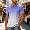 Мужская футболка-henley с коротким рукавом Повседневная с планкой на пуговицах Легкая дышащая летняя футболка Зауженный крой Мягкая ткань