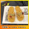 2025 Autumn and Winter New Soft Bottom Comfortable One Pedal Hair Drag Net Red Plush Flat Bottom One Word Cotton Slippers Women Wear