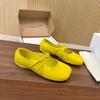 Kink Small Gold Buckle Fashionable Apple Head Soft Waxy Flat-soled Single Shoes Women's Retro Ballet Shoes