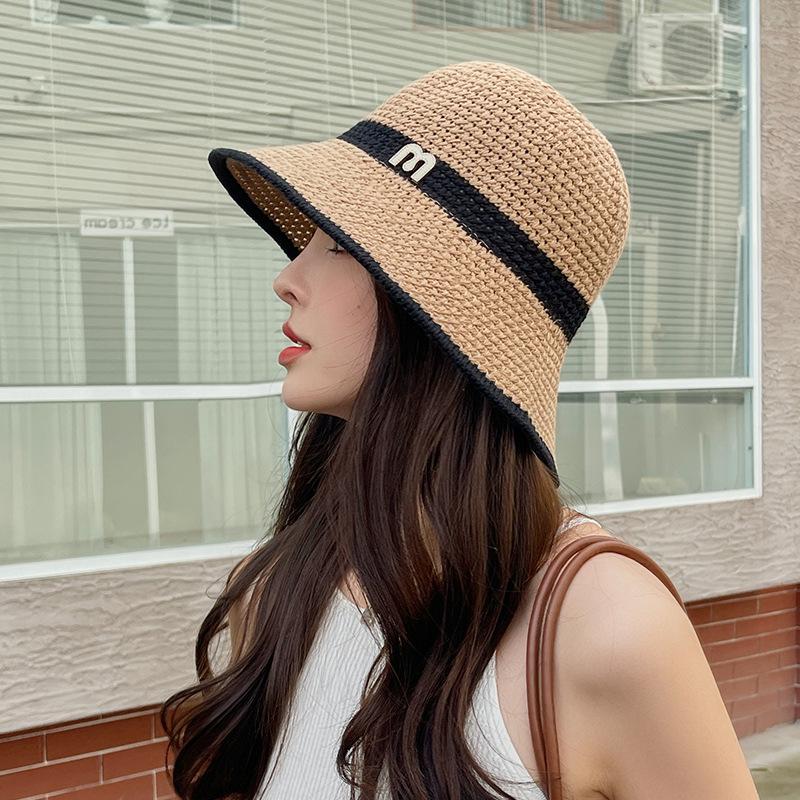 Big head circumference bucket hat female M standard face covering sun protection hat UV protection beach outdoor sun hat