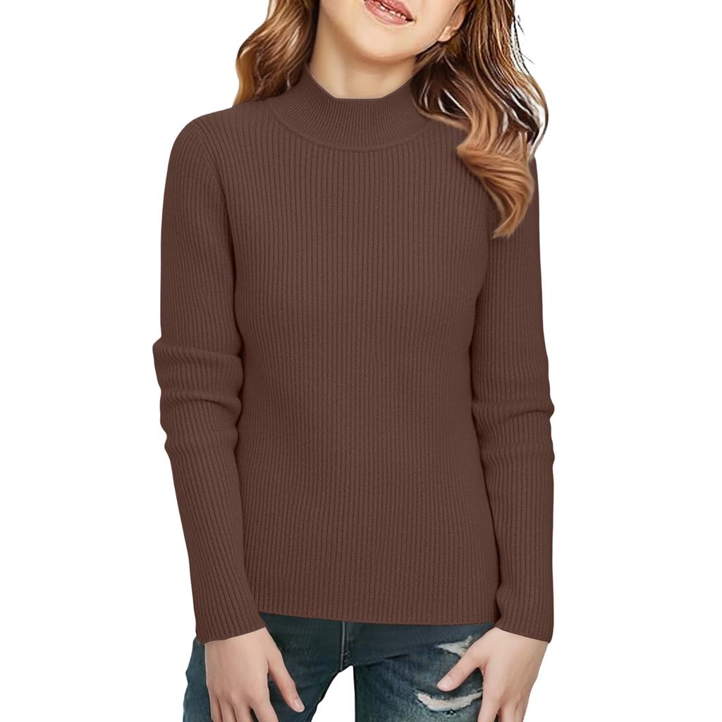 Детская модная повседневная футболка с полувысоким воротником, базовая, с длинным рукавом