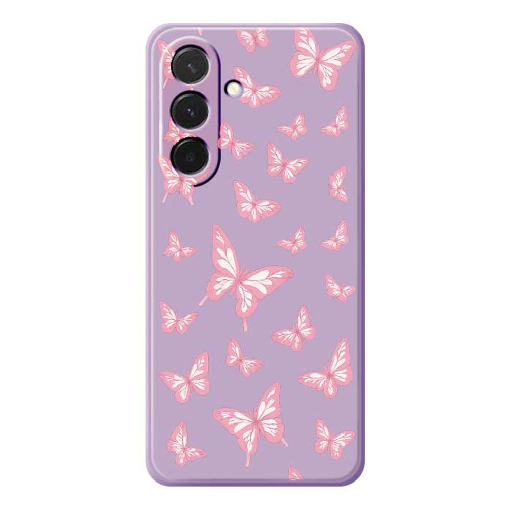 For Samsung Galaxy A36 5G Case Pink Butterflies Pattern Printing Straight Edge TPU Phone Back Cover