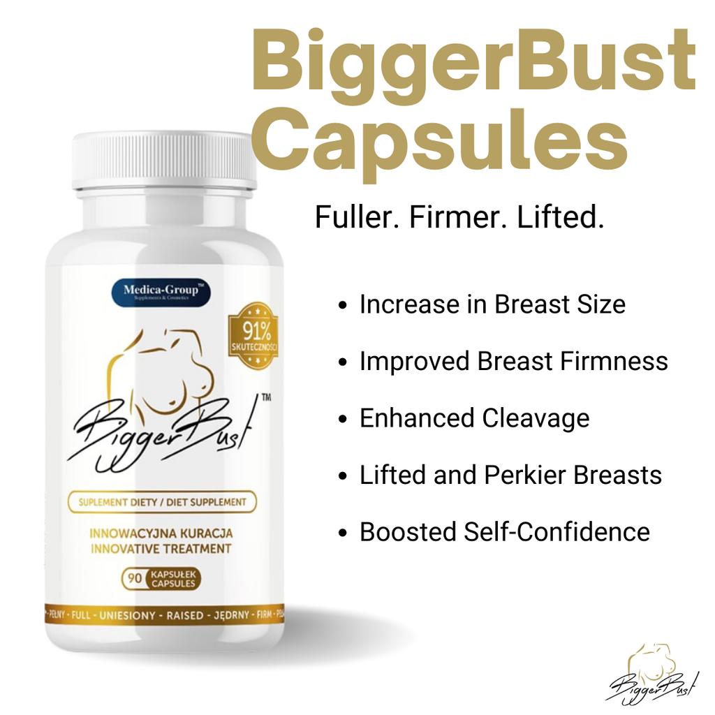 Капсулы BiggerBust – добавки для увеличения и укрепления груди (90 капсул) | Натуральные ингредиенты | Увеличение размера и упругости груди