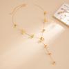 Gothic Flower Pendant Necklace Gold Flower Tassels Earrings New Y-shaped Chain Necklace  Jewelry