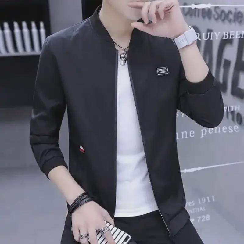 Мужская бейсбольная куртка весна-осень Slim - модное повседневное пальто с воротником-стойкой