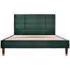 Lit rembourré - MUVOE - 140x200 cm - Velours vert foncé - Matelas à ressorts inclus - 2 places