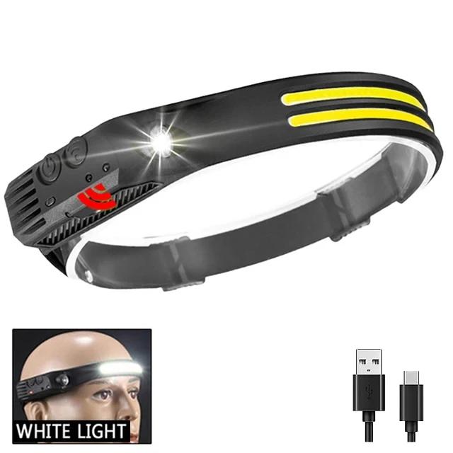 1-10Pcs Tricolor LED Sensor Headlamp Built-in Battery USB Rechargeable Head Flashlight Outdoor Camping Fishing Emergency Lamp