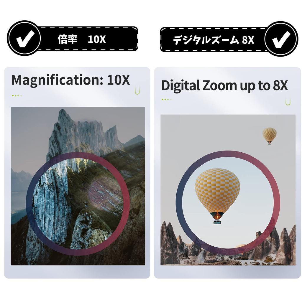 SaiEL Recording Binoculars with 10X 8X Digital Rechargeable Digital Camera Binoculars for Animal and Concerts Monitor, 2.5K Resolution, Magnification,