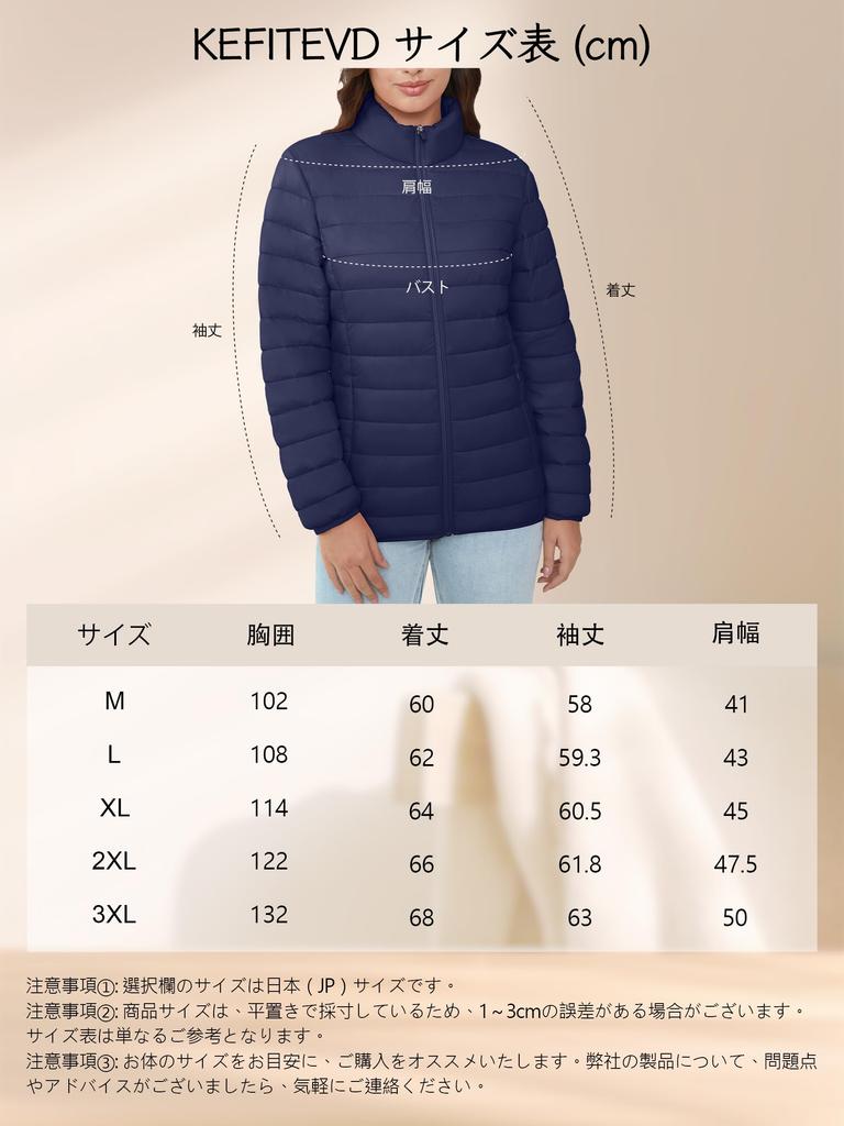 KEFITEVD Winter Padded Inner Warm Outerwear with Thick Blouson for and Size 3XL Women's Jacket, Jacket, Stand-Up Collar, Golf, Hiking, Camping, More,