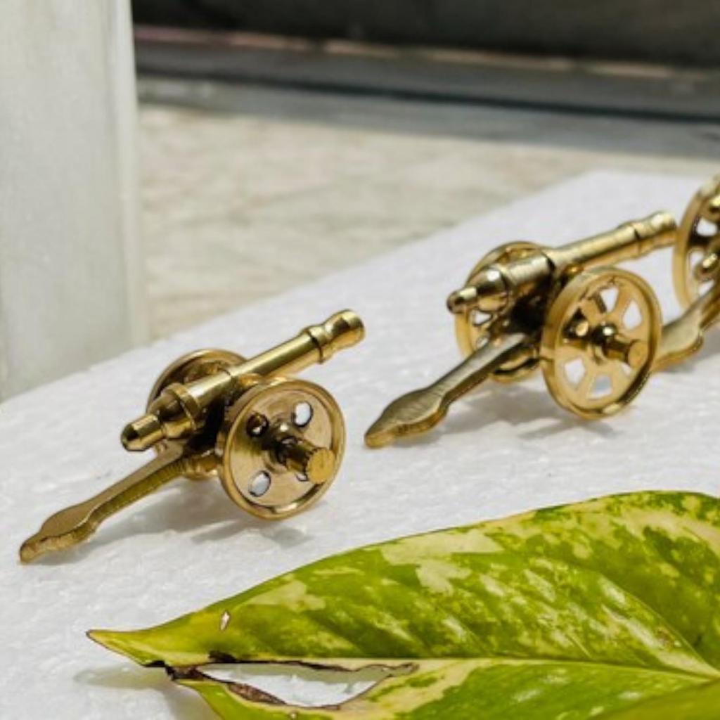 Антикварная латунная и деревянная столешница (Пушка) Муляж - Винтажный Декоративный Коллекционный