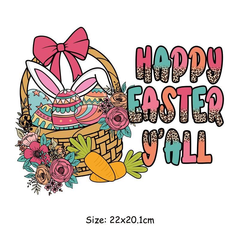 Пасхальный день, термонаклейка для одежды, термопресс, аппликация, футболка, железная нашивка, кролик, сделай сам, швейные поделки