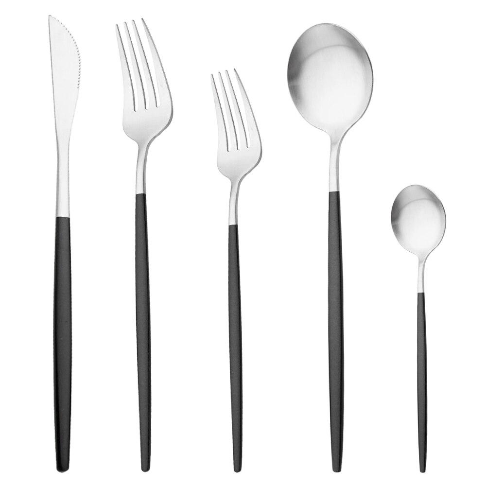 Матовая посуда из нержавеющей стали, набор столовых приборов из розового золота, нож, десертная вилка, чайная ложка, набор столовых приборов, кухонное серебро, посуда