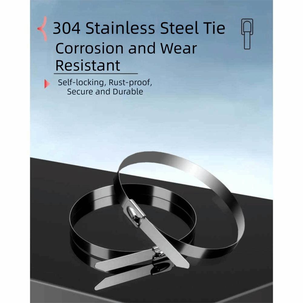 100Pcs 304 Stainless Steel Zip Ties 4.6mm Width Heavy Duty Organizer Zip Tie Fastener Outdoor Use