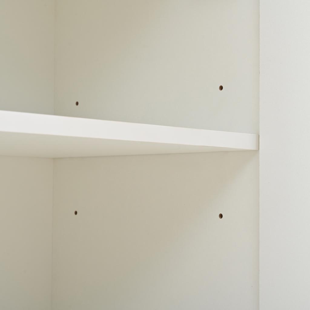 85*33.5*200cm Compact Wardrobe with 2 Cabinets, Storage Cabinet Made of Tempered Glass, White Entryway Cabinet, Coat Rack with Shoe Bench and Cushion