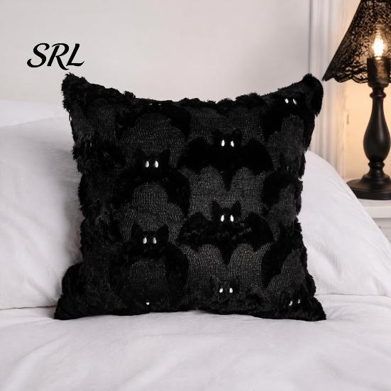 Soft Plush Cushion Covers Halloween Ghost Cover, Embroidered Throw Pillow 18x18 Cozy Living Room Accents Inch Cute Case for Home Sofa Bed Decor Modern