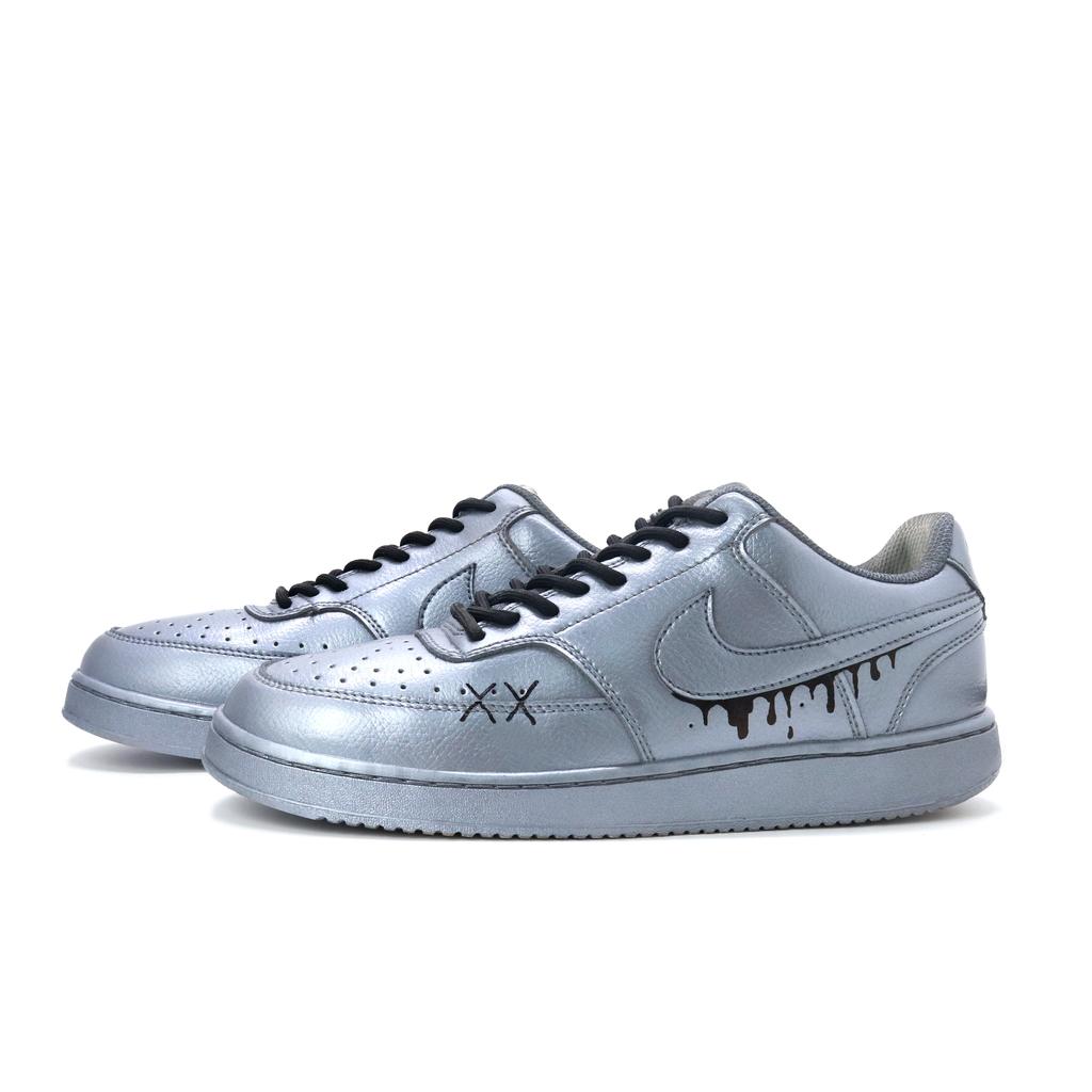 Nike Court Vision 1 Ink Silver Breeze Abrasion Resistant Low top Skateboard Shoes Men's Silver Black DH2987-101(team390-)