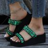 Women Sandals Bling Heels Sandals With Platform Shoes For Women Summer Indoor Outdoor Slippers Lightweight Wedge