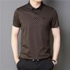 Seamless Polo Shirt Men's TikTok Same Style Summer Lapels Plaid Middle-Aged Fashion Fashion Short Sleeve Polo Shirt