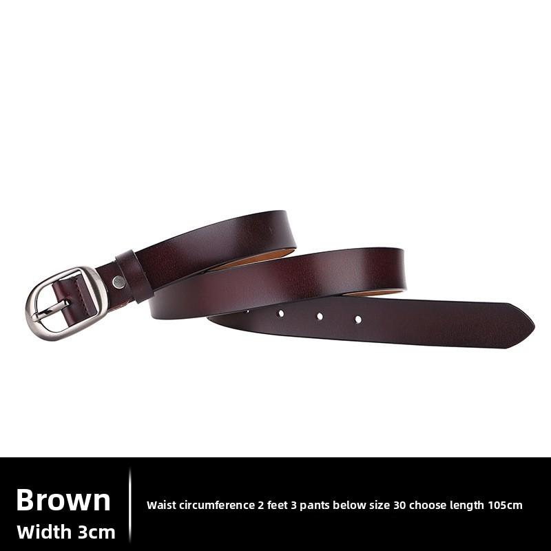 Womens Leather Belt With Simple Design And Bright Leather Finish For Casual Wear