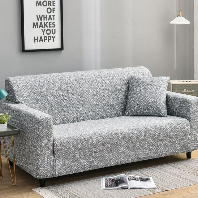 Elastic L-Shaped Sofa Cover Stretch Geometric Design Slipcover For Living Room Corner Couch Cover Durable Fabric