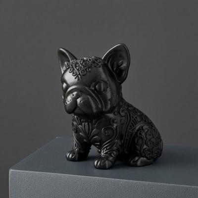 3D-печатный орнамент французского бульдога, черная глянцевая скульптура собаки, минималистичная милая фигурка бульдога, настольное украшение для любителей собак, подарок