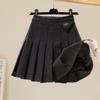 Autumn and Winter New High Waist Thin Pleated Skirt  College Style a Word Half